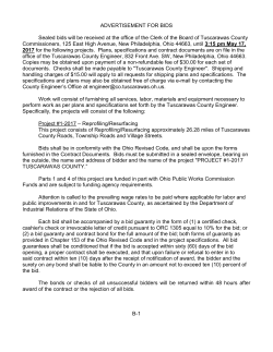 ADVERTISEMENT FOR BIDS Sealed bids will be received at the