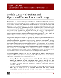 A Well-Defined and Operational Human Resources Strategy