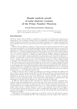 Prime Number Theorem - Universit&auml;t Hamburg