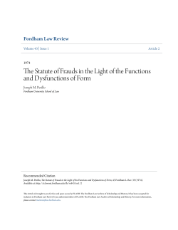 The Statute of Frauds in the Light of the Functions and Dysfunctions