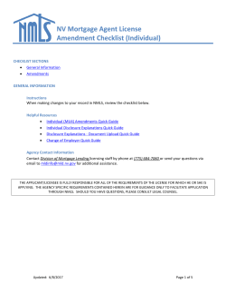 NV Mortgage Agent License Amendment Checklist (Individual)