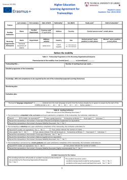 Learning Agreement for Traineeships