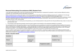 Personal Extenuating Circumstances (PEC) Student Form
