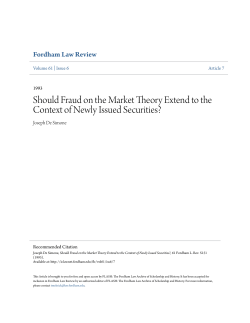Should Fraud on the Market Theory Extend to the Context of Newly