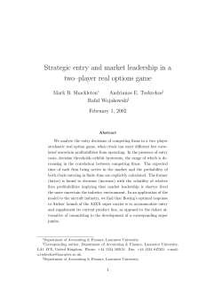 Strategic entry and market leadership in a two&ndash;player real options