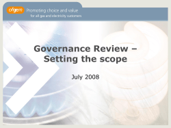 Governance Review &ndash; Setting the scope