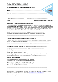 Sleep easy Entry Form 18 March 2016 Name