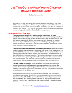 use time outs to help young children manage their behavior