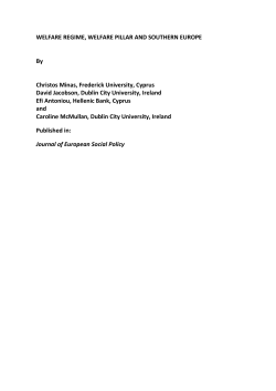 Welfare Regime, Welfare Pillar and Southern Europe - DORAS