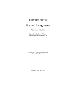 Lecture Notes Formal Languages