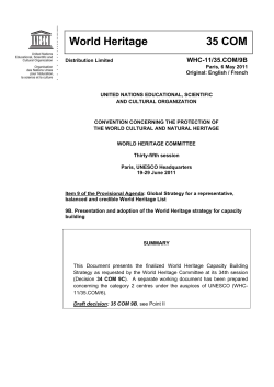 Presentation and adoption of the World Heritage strategy for