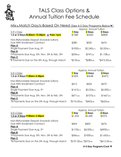 TALS Tuition Fee Schedule 2007-2008