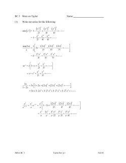 Taylor Series Review Key