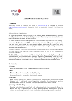 Author Guidelines and Style Sheet
