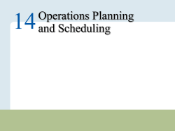 Operations Planning and Scehduling