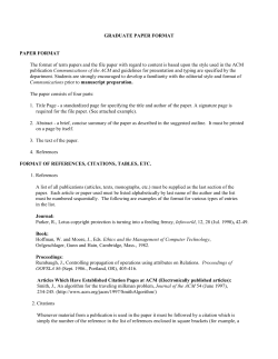 Graduate Paper Format - Computer Science Department