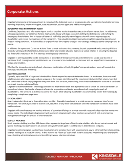 Corporate Actions - Kingsdale Advisors