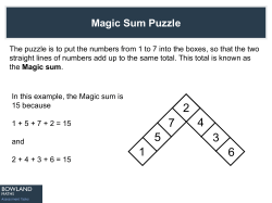 Magic sum - Bowland Maths