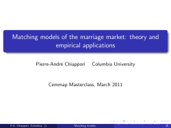 Matching models of the marriage market: theory and