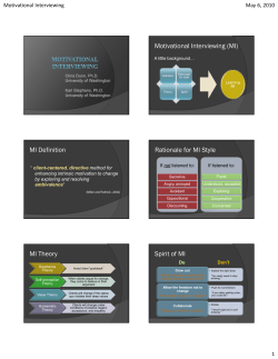 Motivational Interviewing (MI) MI Definition Rationale