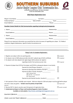 2016 Player Registration Form Player`s First Name: Surname : Pre