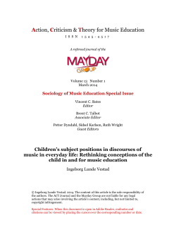 Children`s subject positions in discourses of music in everyday life