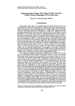 Supramonetary Values, The Value Of Life, And The Utility Theory