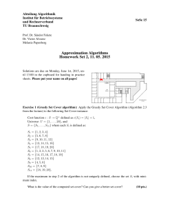 Approximation Algorithms Homework Set 2, 11. 05. 2015