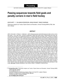 Passing sequences towards field goals and penalty corners in men`s