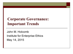 Corporate Governance - Institute of Enterprise Ethics