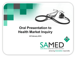 Oral Presentation to Health Market Inquiry