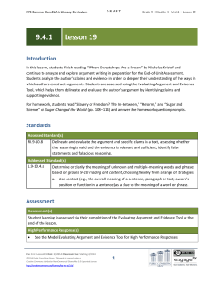 Grade 9 ELA Module 4, Unit 1, Lesson 19