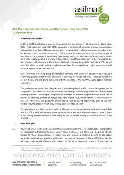 Template Power of Attorney for Hong Kong Underwriters