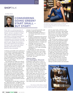 CONSIdERING GOING GREEN? START SMALL &ndash; BUT