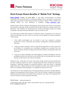 Ricoh Europe Shares Benefits of &ldquo;Mobile First&rdquo; Strategy