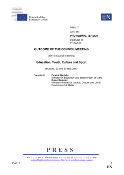 OUTCOME OF THE COUNCIL MEETING Education, Youth, Culture