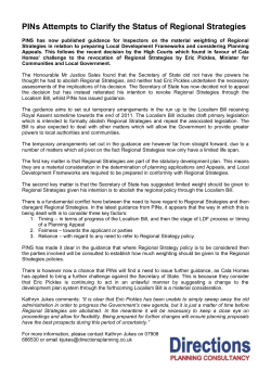 PINs Attempts to Clarify the Status of Regional Strategies