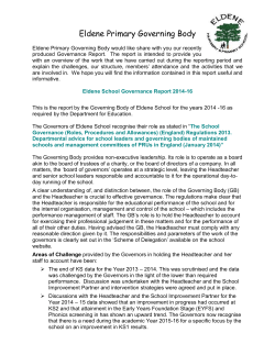 Do you know what Eldene Primary`s Governing Body do