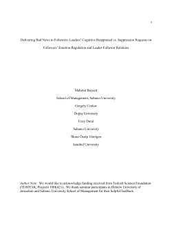1 Delivering Bad News to Followers: Leaders` Cognitive