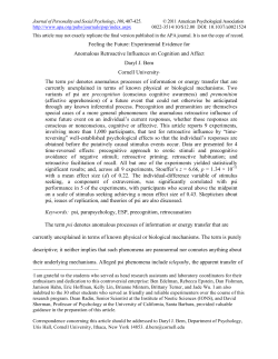 Feeling the Future: Experimental Evidence for Anomalous