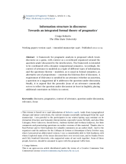 Information structure in discourse
