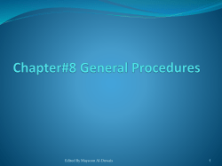 Chapter#8 General Procedures