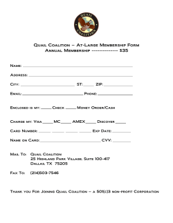 Quail Coalition &ndash; At-Large Membership Form Annual Membership