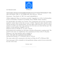 TENTAMEN I SF2940 SANNOLIKHETSTEORI/EXAM IN