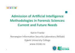 Admission of Ar7ficial Intelligence Methodologies in Forensic Sciences