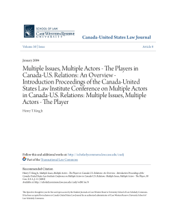Multiple Issues, Multiple Actors - The Players in Canada