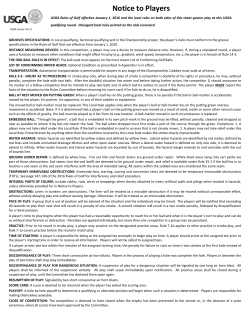 Notice to Players - Carolinas Golf Association