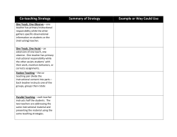 Co-teaching Strategy Summary of Strategy Example or Way