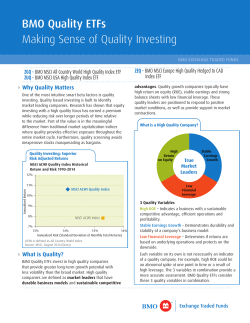 BMO Quality ETFs Making Sense of Quality Investing