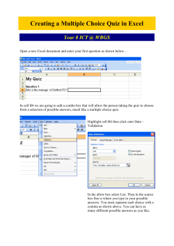 Creating a Multiple Choice Quiz in Excel